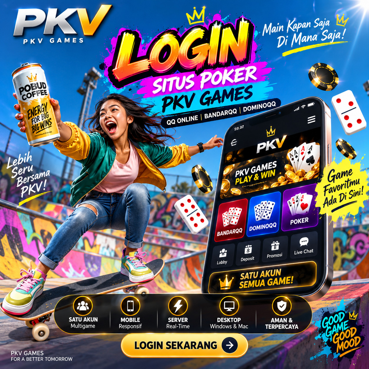 PKV menghadirkan akses login situs Poker PKV Games dan QQ Online untuk BandarQQ serta DominoQQ dengan satu akun multigame, lobby responsif, server real-time, dan dukungan akses mobile maupun desktop. - Image 1
